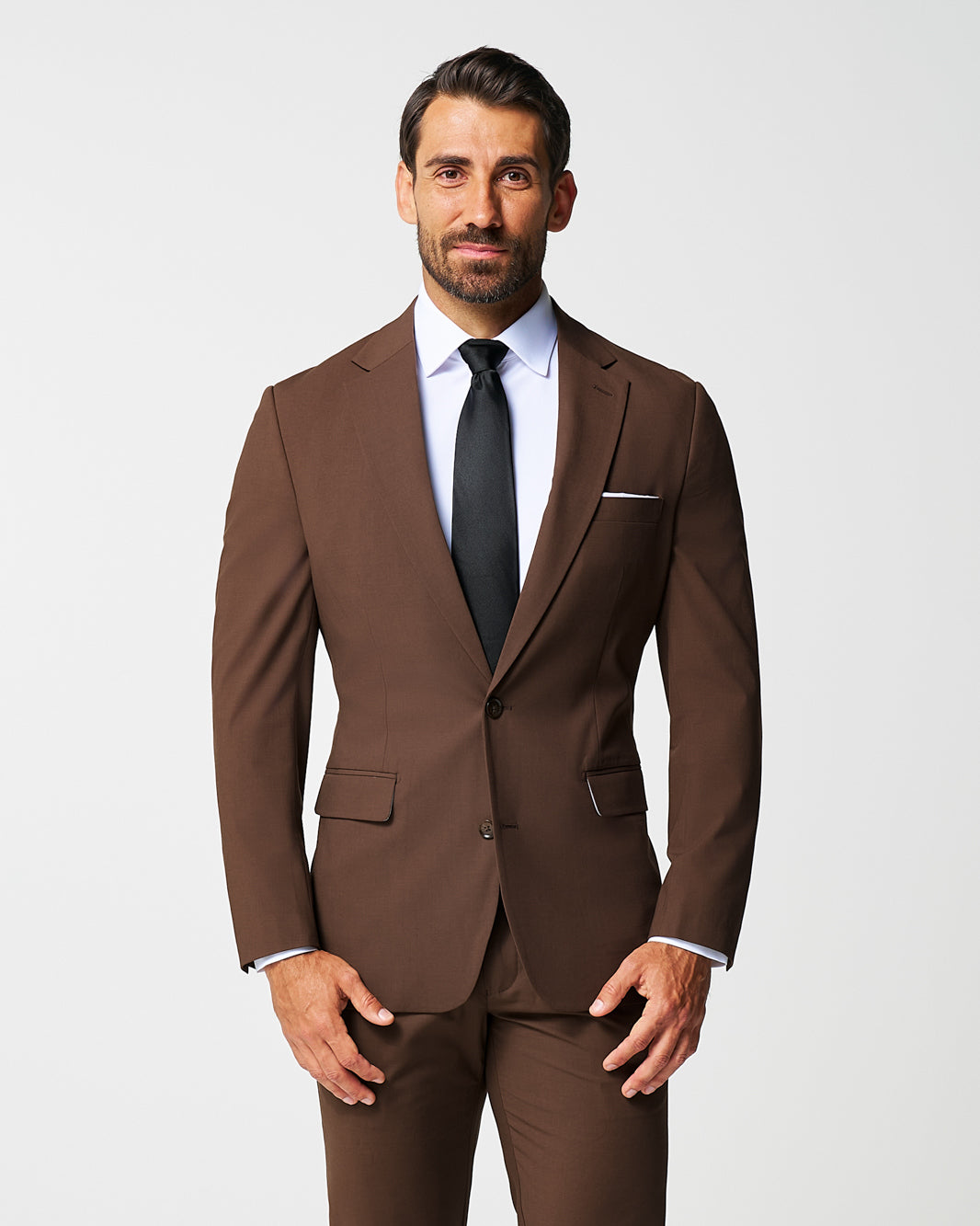 Athletic Fit Stretch Suit - Lightweight Heathered Chocolate | State & Liberty Suits