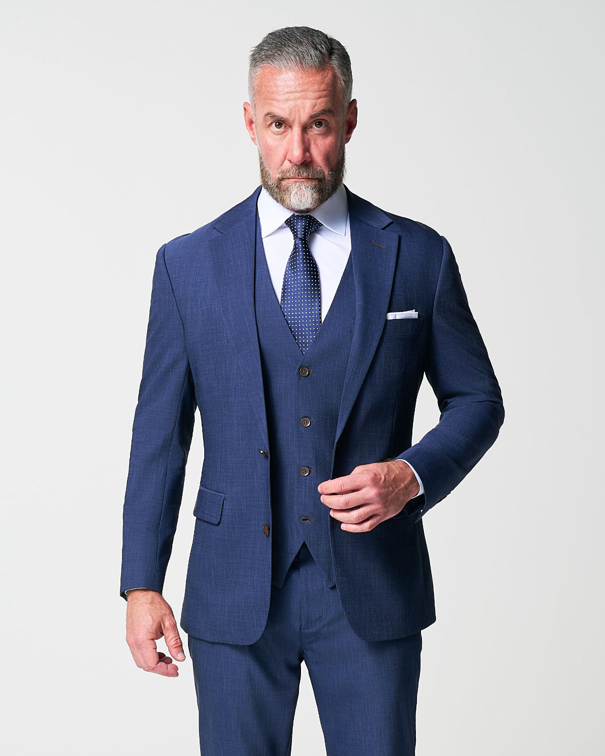 Athletic Fit Stretch Suit - Heathered Navy | State & Liberty Suits