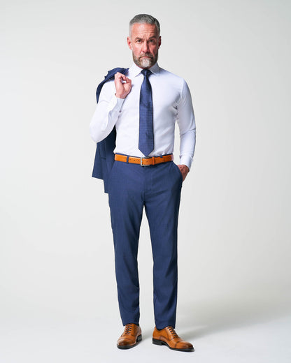 Athletic Fit Stretch Suit - Heathered Navy | State & Liberty Suits