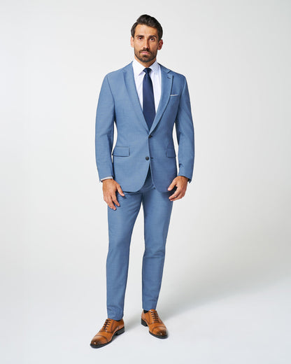 Athletic Fit Stretch Suit - Heathered Light Blue | State & Liberty Suits