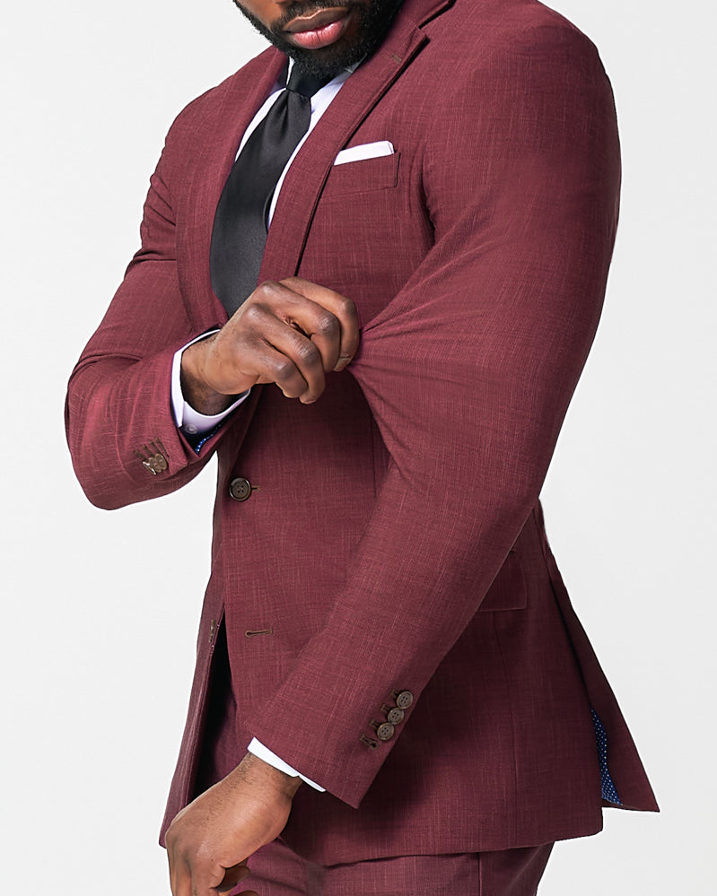 Athletic Fit Stretch Suit - Heathered Maroon | State & Liberty Suits