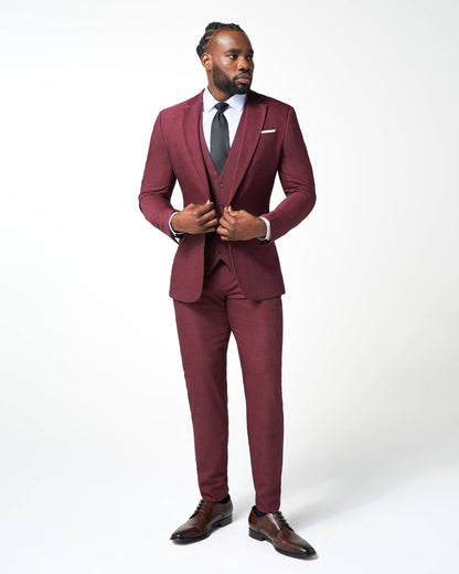 Athletic Fit Stretch Suit - Heathered Maroon | State & Liberty Suits