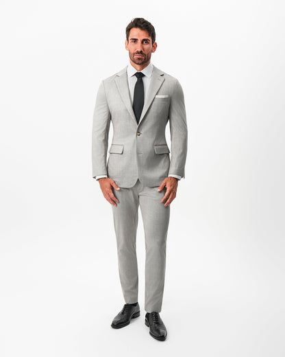 Athletic Fit Stretch Suit - Unstructured Stone Crosshatch | State & Liberty Suits