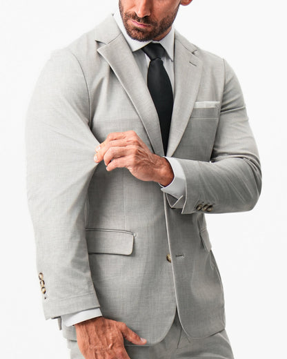 Athletic Fit Stretch Suit - Unstructured Stone Crosshatch | State & Liberty Suits