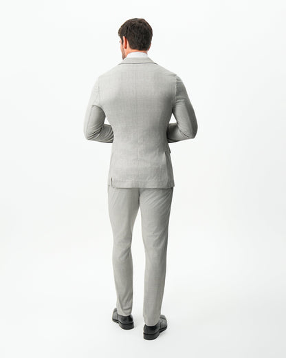 Athletic Fit Stretch Suit - Unstructured Stone Crosshatch | State & Liberty Suits