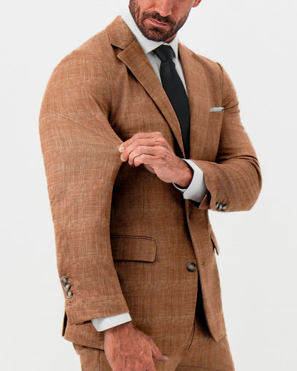 Athletic Fit Stretch Suit - Unstructured Light Brown Crosshatch | State & Liberty Suits