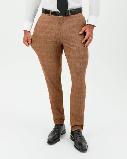 Athletic Fit Stretch Suit - Unstructured Light Brown Crosshatch | State & Liberty Suits