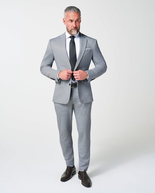Athletic Fit Stretch Suit - Slate Grey Houndstooth | State & Liberty Suits