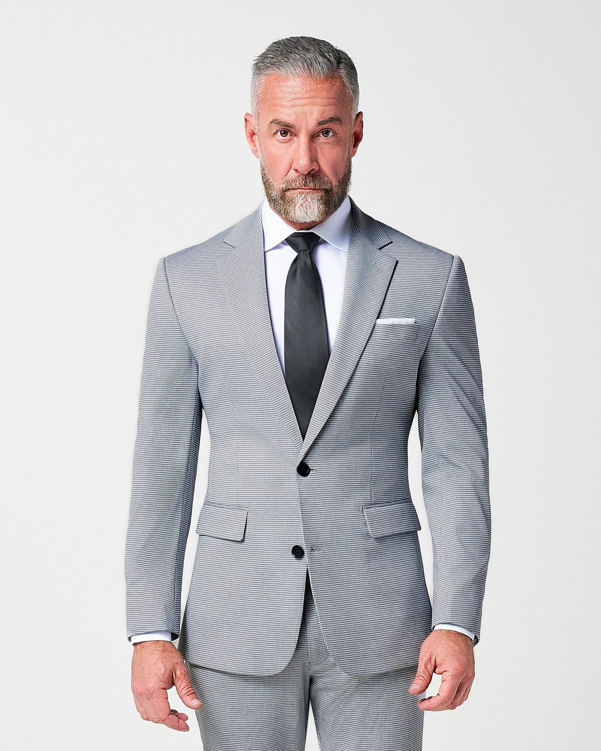 Athletic Fit Stretch Suit - Slate Grey Houndstooth | State & Liberty Suits