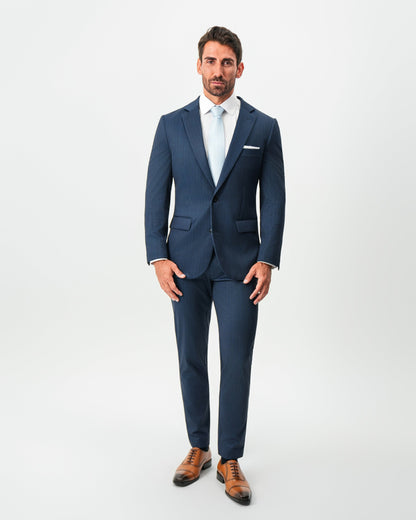 Athletic Fit Stretch Suit - Navy & White Pinstripe | State & Liberty Suits