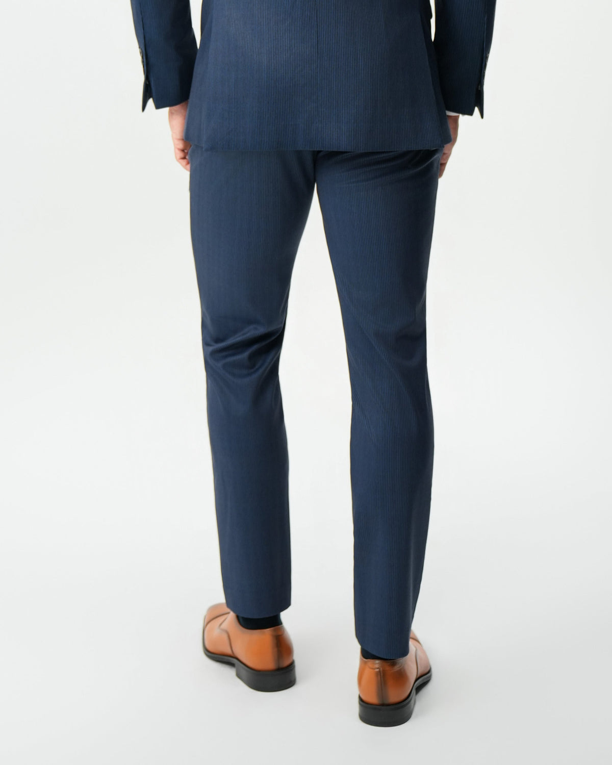 Athletic Fit Stretch Suit - Navy & White Pinstripe | State & Liberty Suits