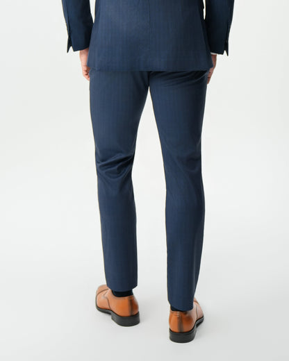 Athletic Fit Stretch Suit - Navy & White Pinstripe | State & Liberty Suits