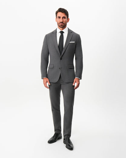 Athletic Fit Stretch Suit - Dark Grey Crosshatch | State & Liberty Suits