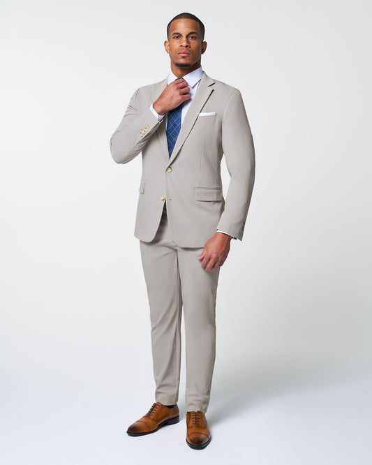 Athletic Fit Stretch Suit - Heathered Stone | State & Liberty Suits