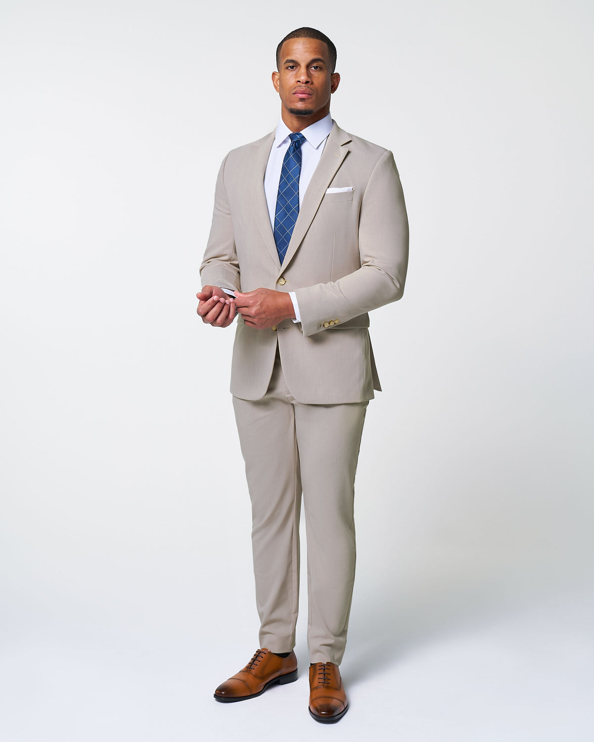 Athletic Fit Stretch Suit - Heathered Stone | State & Liberty Suits