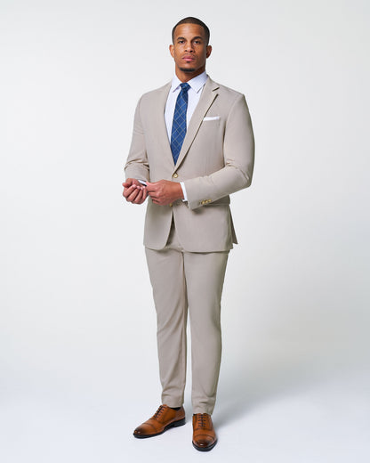 Athletic Fit Stretch Suit - Heathered Stone | State & Liberty Suits