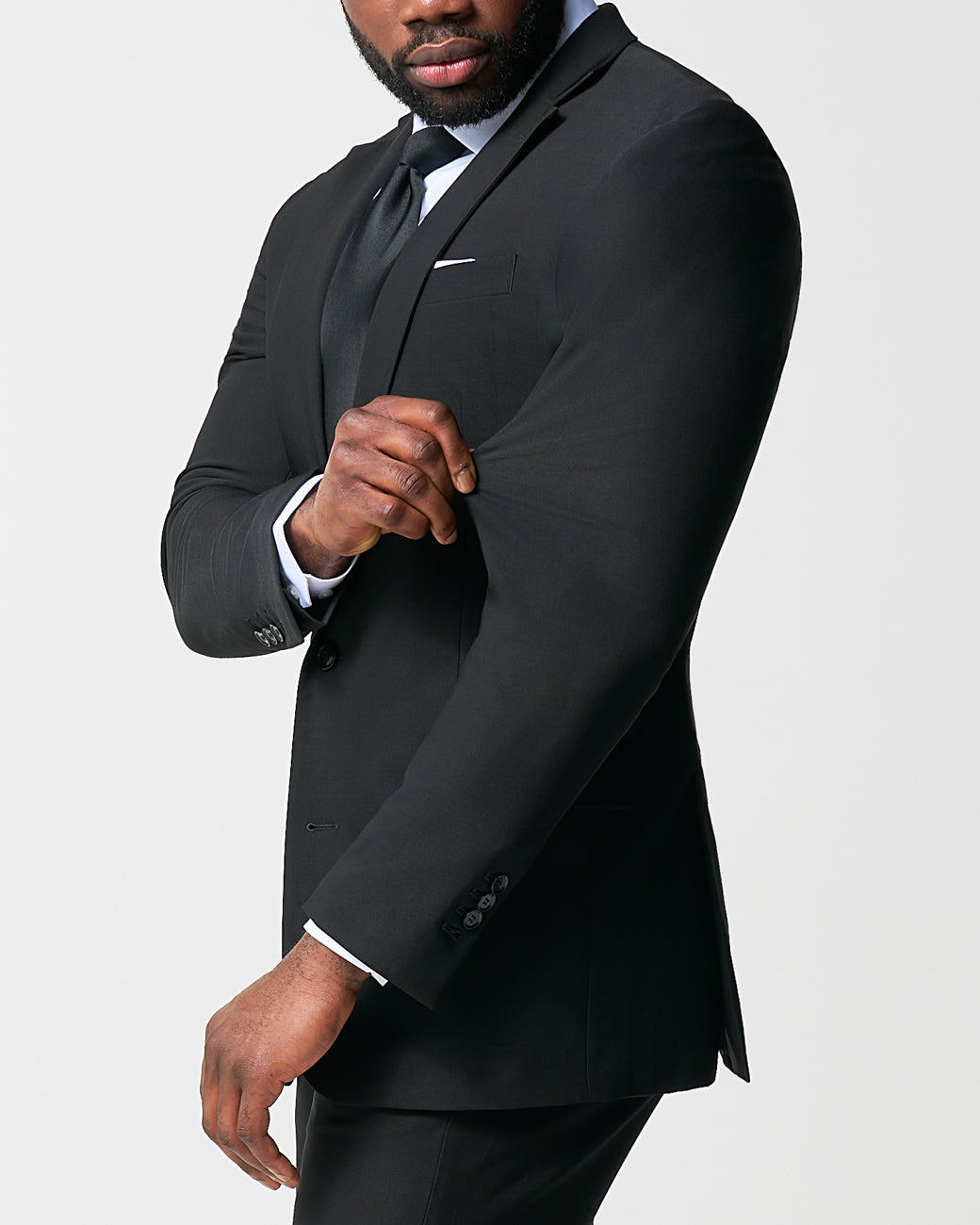 Athletic Fit Stretch Suit - Heathered Black | State & Liberty Suits
