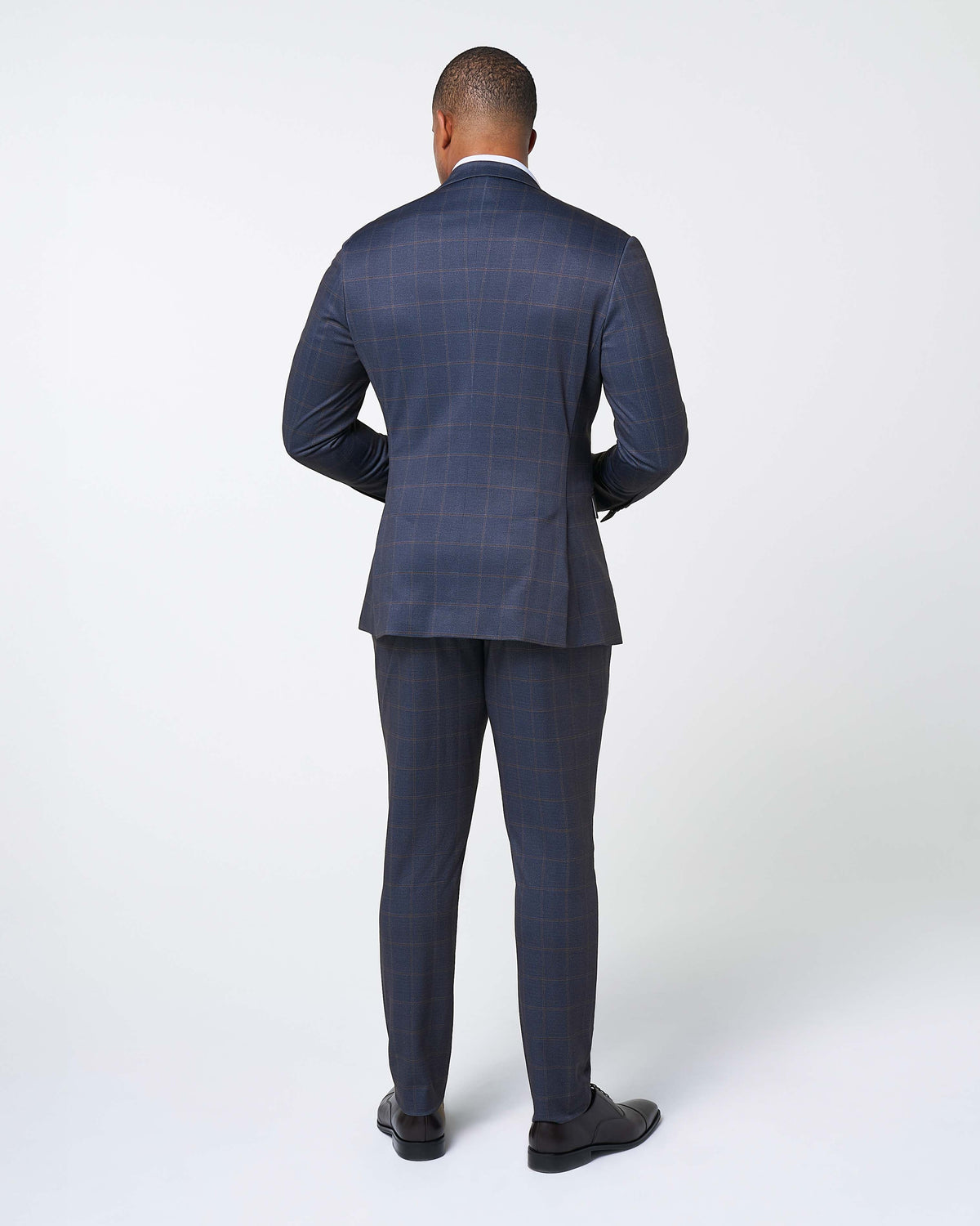 Athletic Fit Stretch Suit - Navy & Brown Windowpane | State & Liberty Suits