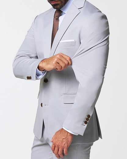 Athletic Fit Stretch Suit - Light Grey Microcheck | State & Liberty Suits