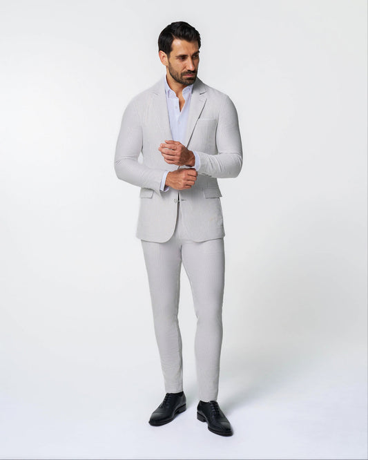 Athletic Fit Stretch Suit - Grey Seersucker | State & Liberty Suits