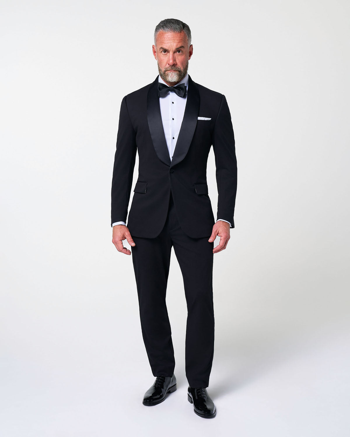 Athletic Fit Stretch Tuxedo - Black with Shawl Lapel | State & Liberty Suits