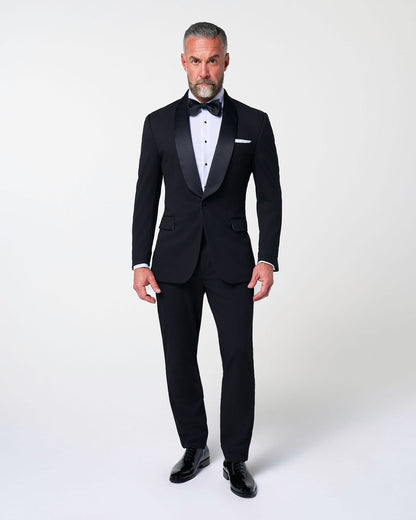 Athletic Fit Stretch Tuxedo - Black with Shawl Lapel | State & Liberty Suits