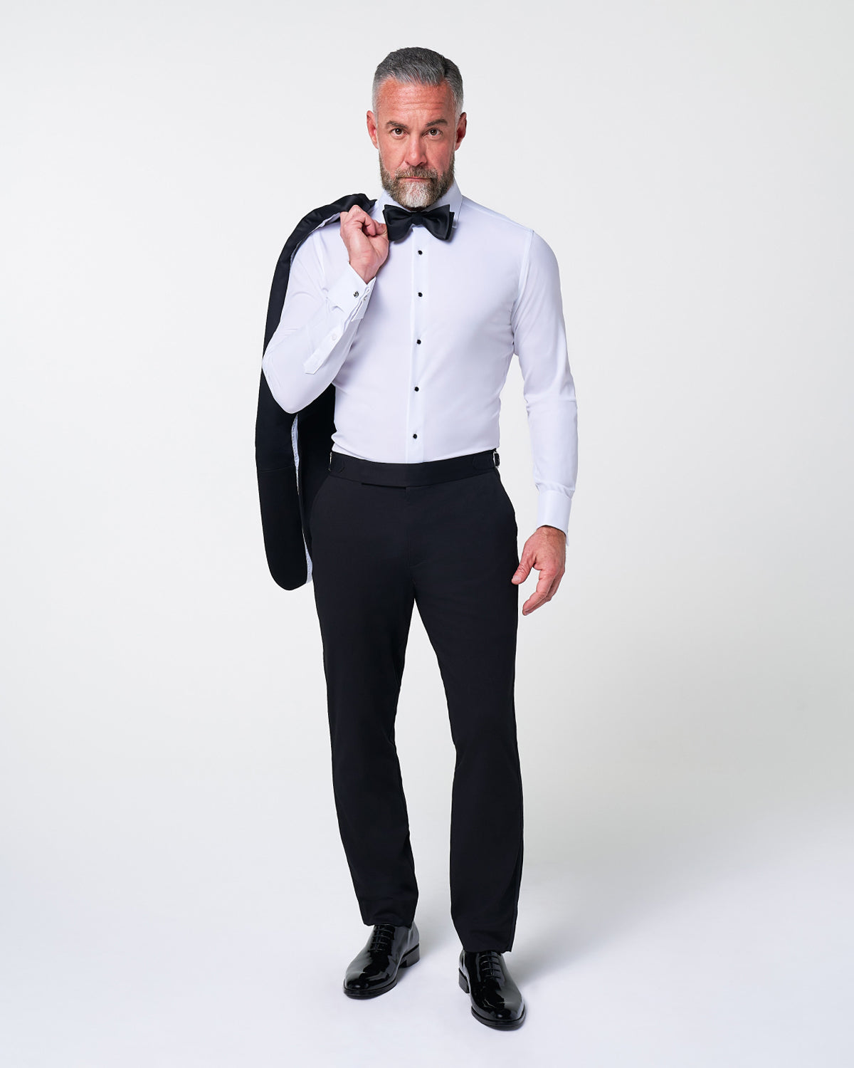 Athletic Fit Stretch Tuxedo - Black with Shawl Lapel | State & Liberty Suits