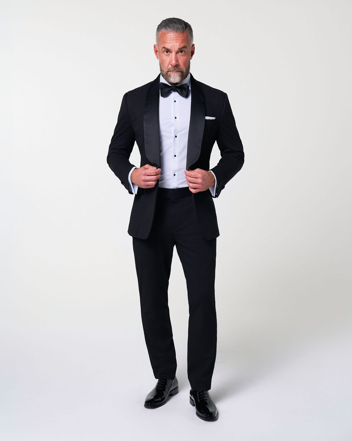 Athletic Fit Stretch Tuxedo - Black with Shawl Lapel | State & Liberty Suits