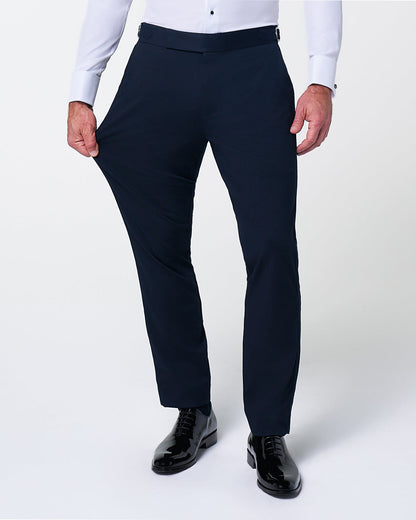 Athletic Fit Stretch Flat Front Tuxedo Pants - Navy | State & Liberty Suits|Bottoms