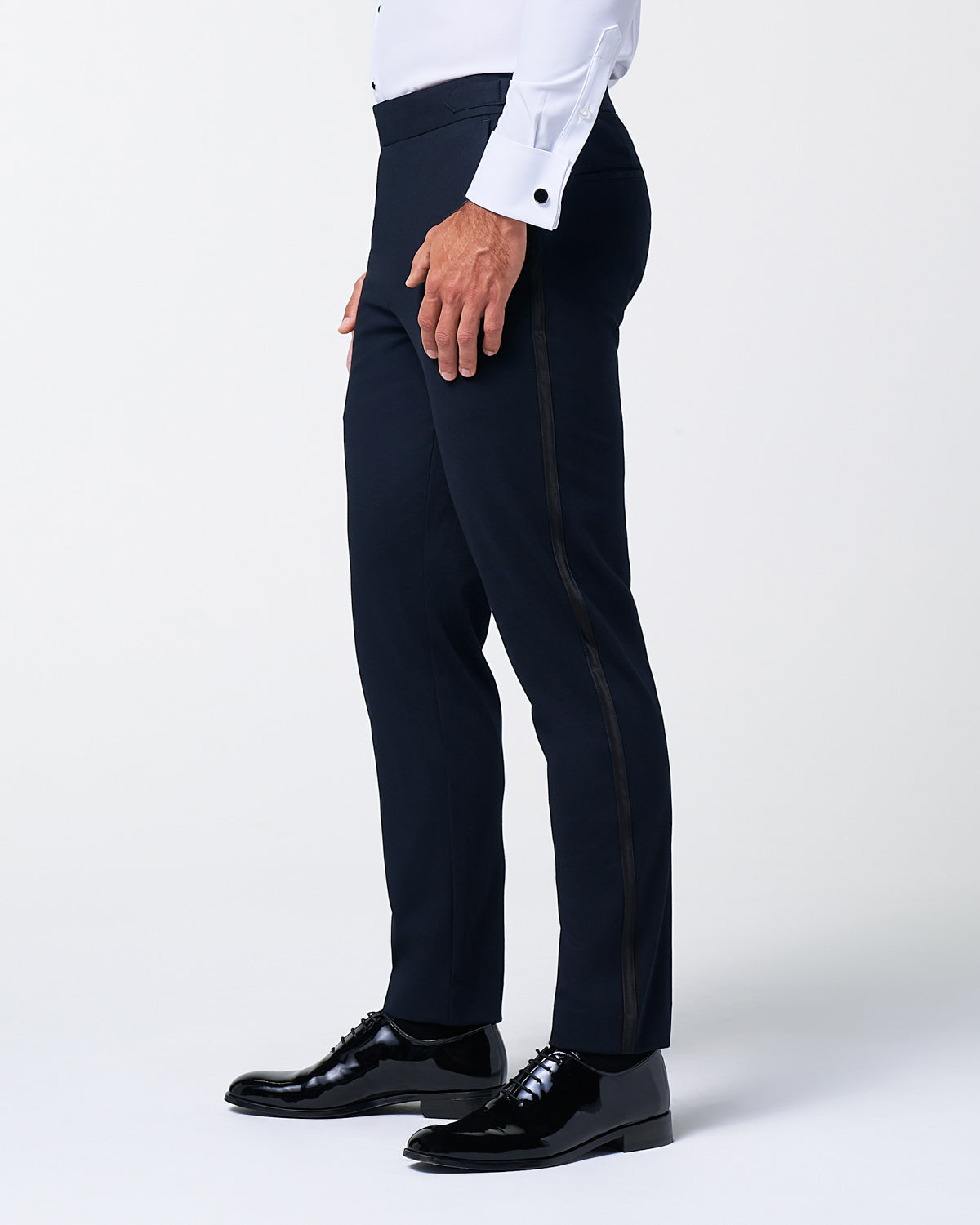 Athletic Fit Stretch Flat Front Tuxedo Pants - Navy | State & Liberty Suits|Bottoms