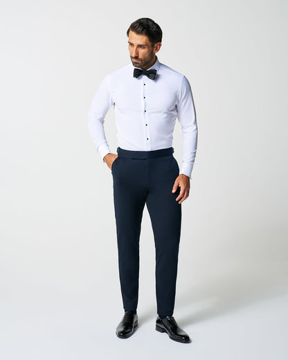 Athletic Fit Stretch Tuxedo Pants - Navy With Navy Stripe | State & Liberty Suits