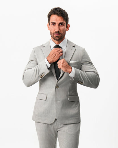 Athletic Fit Stretch Blazer - Unstructured Stone Crosshatch | State & Liberty Suits|Blazers