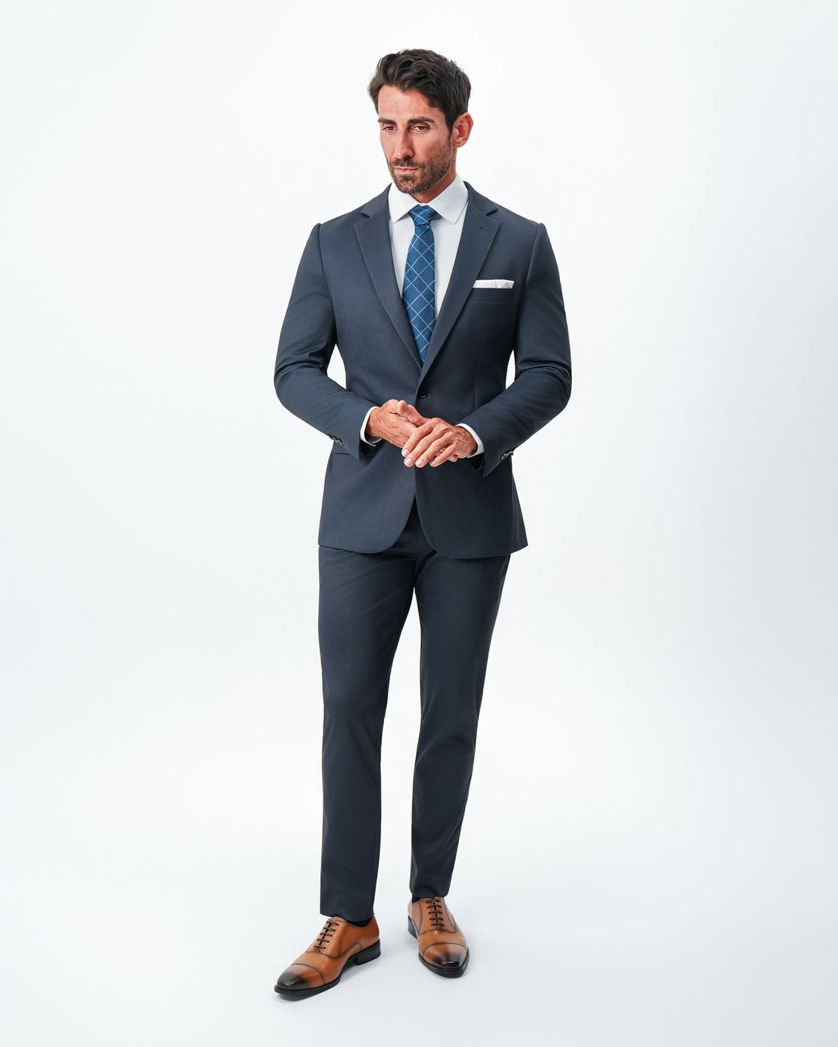 Athletic Fit Stretch Blazer - Navy & Black Mini Houndstooth | State & Liberty Suits|Blazers