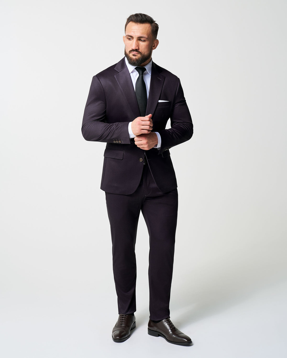 Athletic Fit Stretch Blazer - Deep Burgundy Microcheck | State & Liberty Suits|Blazers
