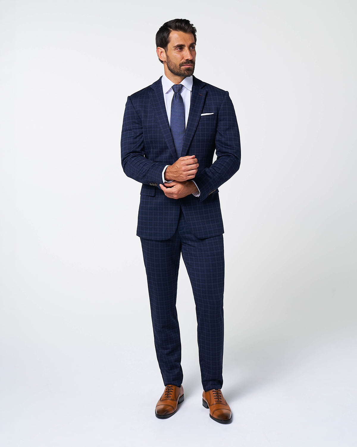 Athletic Fit Stretch Wool Blazer - Blue Plaid | State & Liberty Suits|Blazers