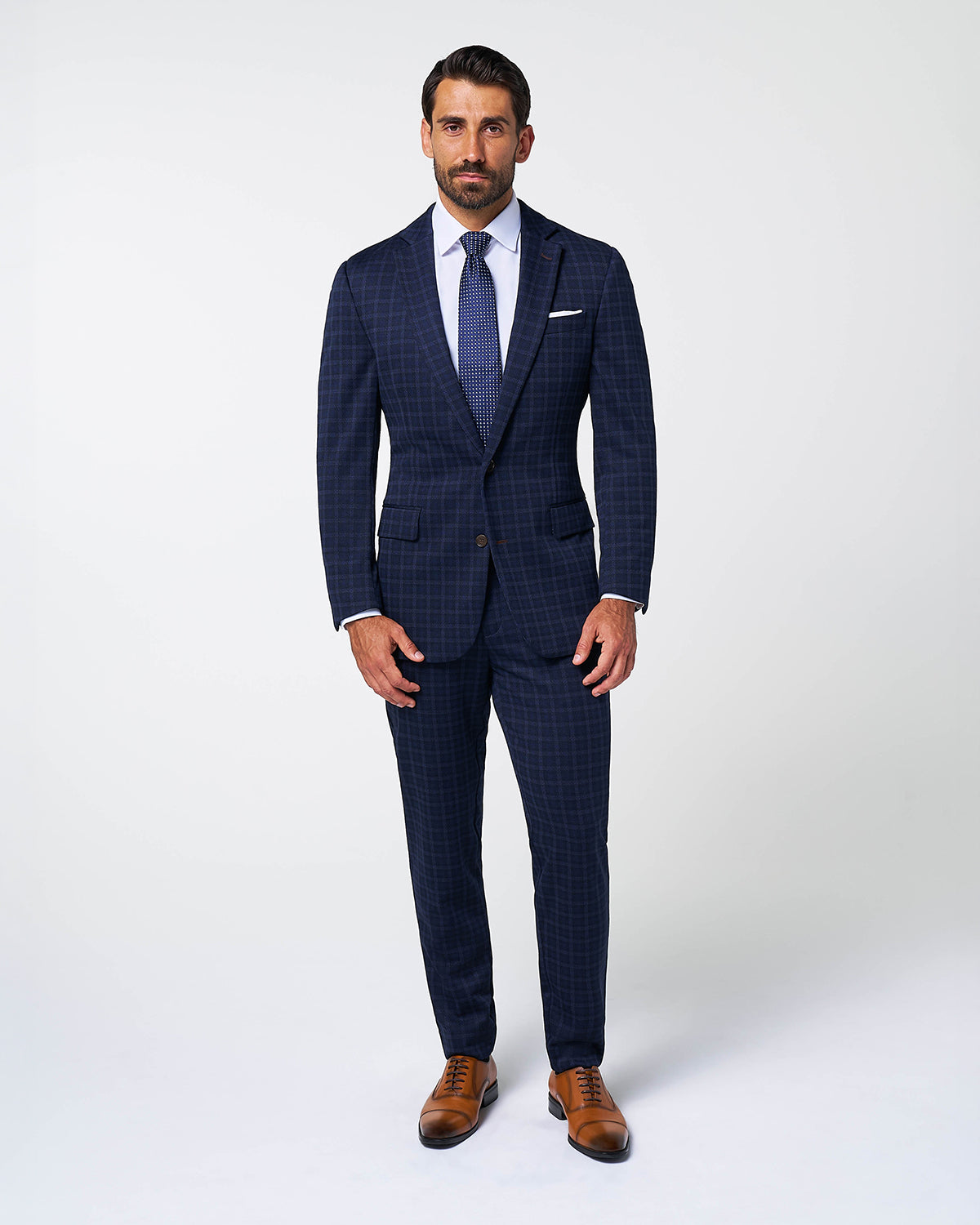 Athletic Fit Stretch Wool Blazer - Blue Plaid | State & Liberty Suits|Blazers
