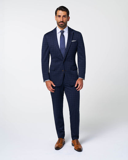 Athletic Fit Stretch Wool Blazer - Blue Plaid | State & Liberty Suits|Blazers
