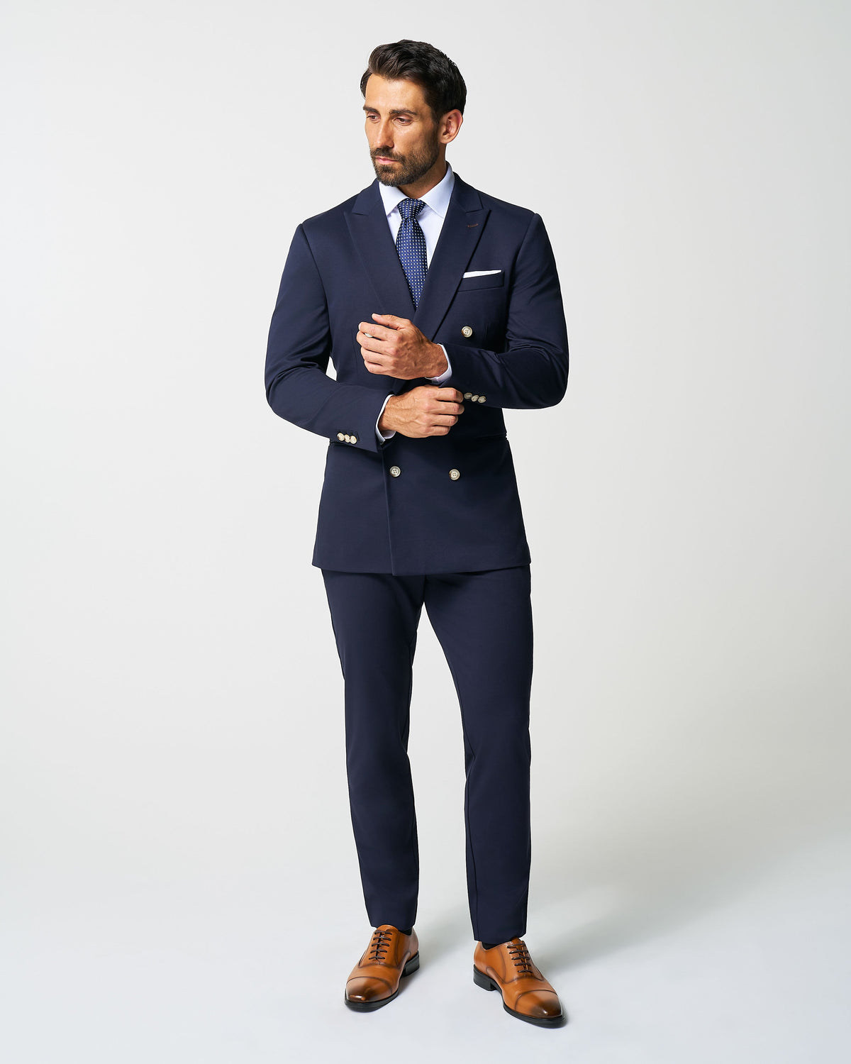 Athletic Fit Stretch Blazer - Navy Double Breasted | State & Liberty Suits|Blazers