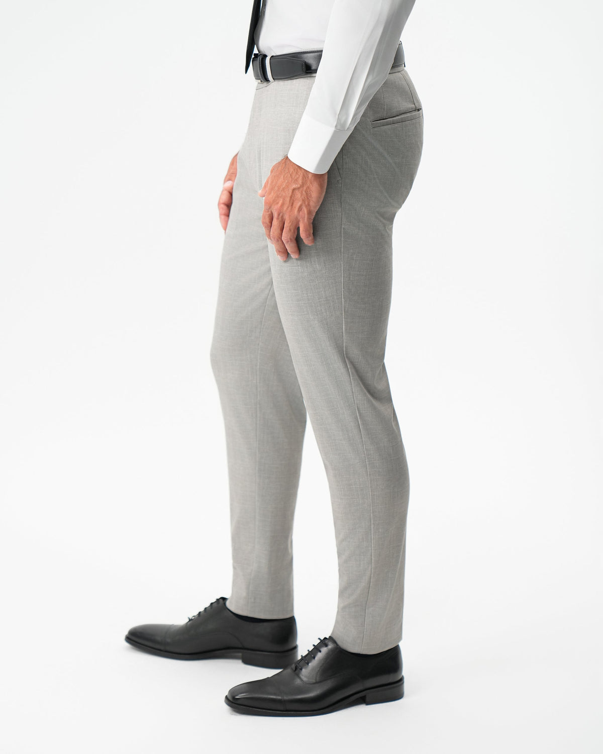 Athletic Fit Stretch Pants - Stone Crosshatch | State & Liberty Suits|Bottoms