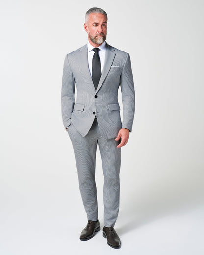Athletic Fit Stretch Suit Pants - Slate Grey Houndstooth | State & Liberty Suits|Bottoms