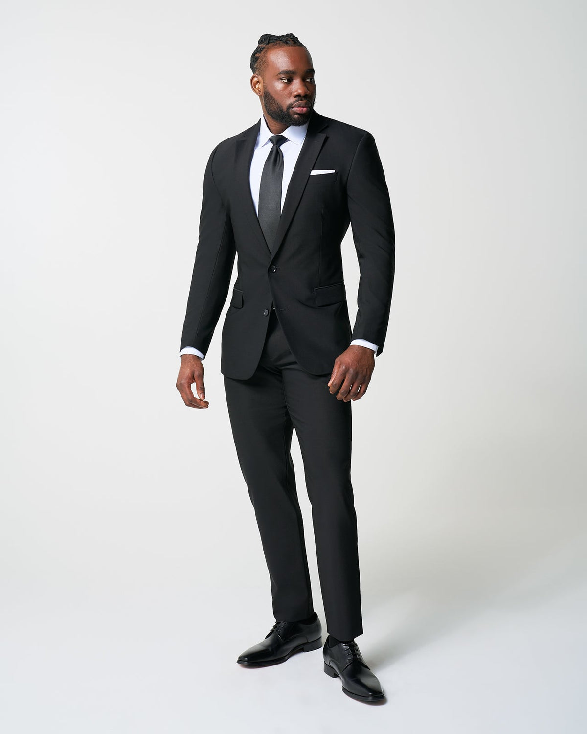 Athletic Fit Stretch Suit Pants - Heathered Black | State & Liberty Suits|Bottoms