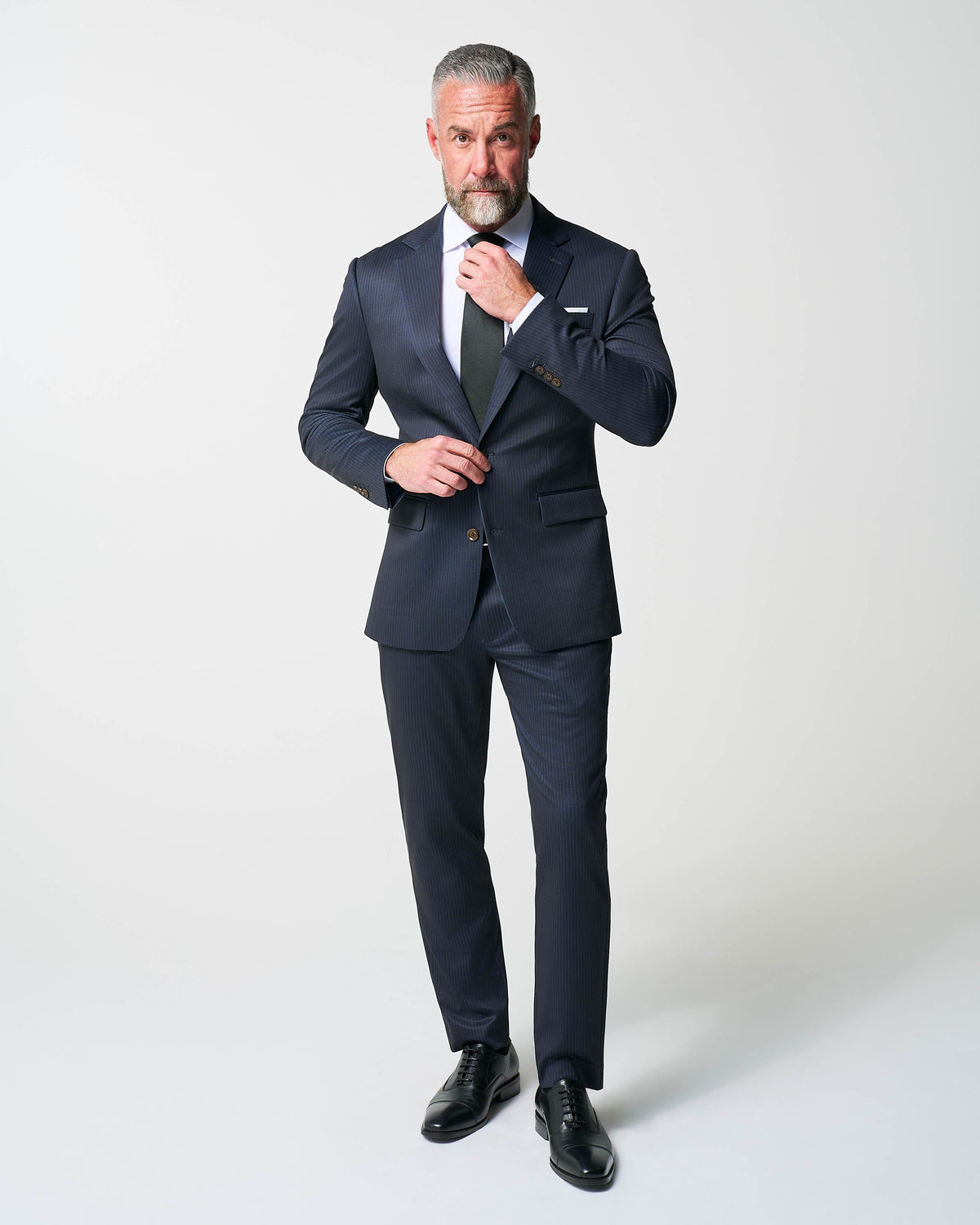 Athletic Fit Stretch Blazer - Knit Blue Chalk Stripe | State & Liberty Blazers|Suits