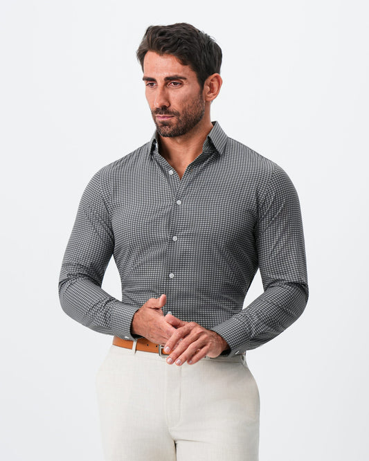 "The Matty" Dark Green & Light Blue Mini Check | State & Liberty Dress Shirts