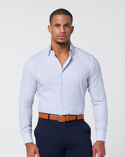 "The Baxter" Blue Mini Line Patterned Windowpane | State & Liberty Dress Shirts