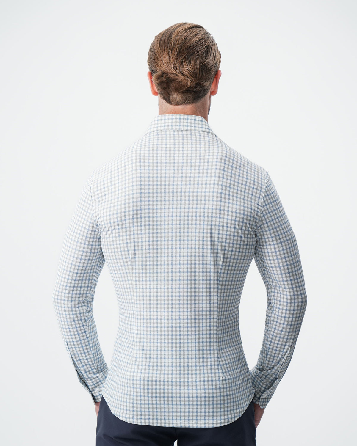 "The Dime" Sport Shirt - White, Grey & Light Blue Windowpane | State & Liberty Dress Shirts