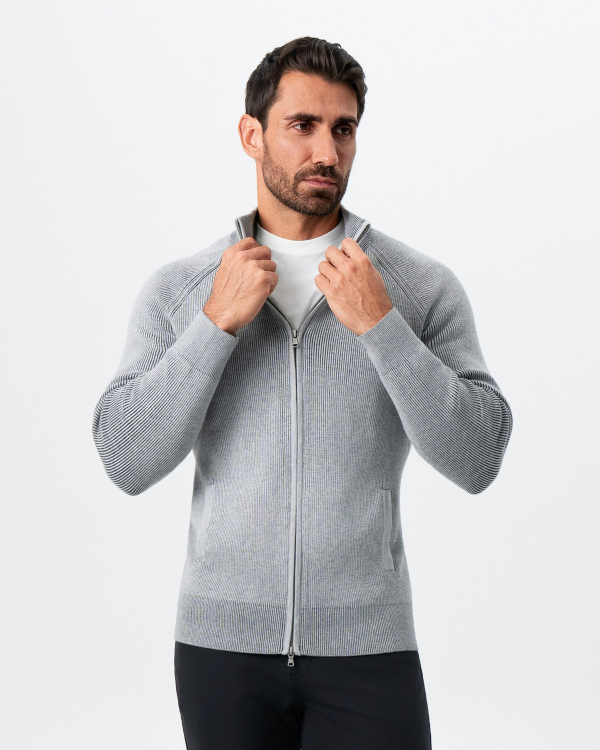 Mid-Weight Sweater Bomber - Grey | State & Liberty Tops