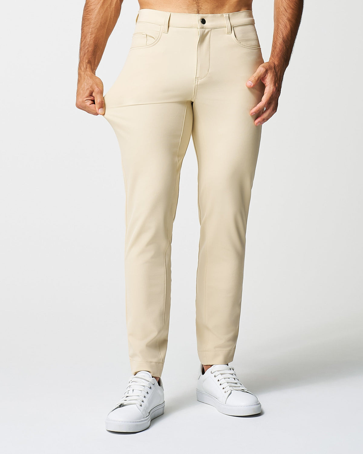 Athletic Fit Stretch Tech Chino - Mid Khaki | State & Liberty Bottoms