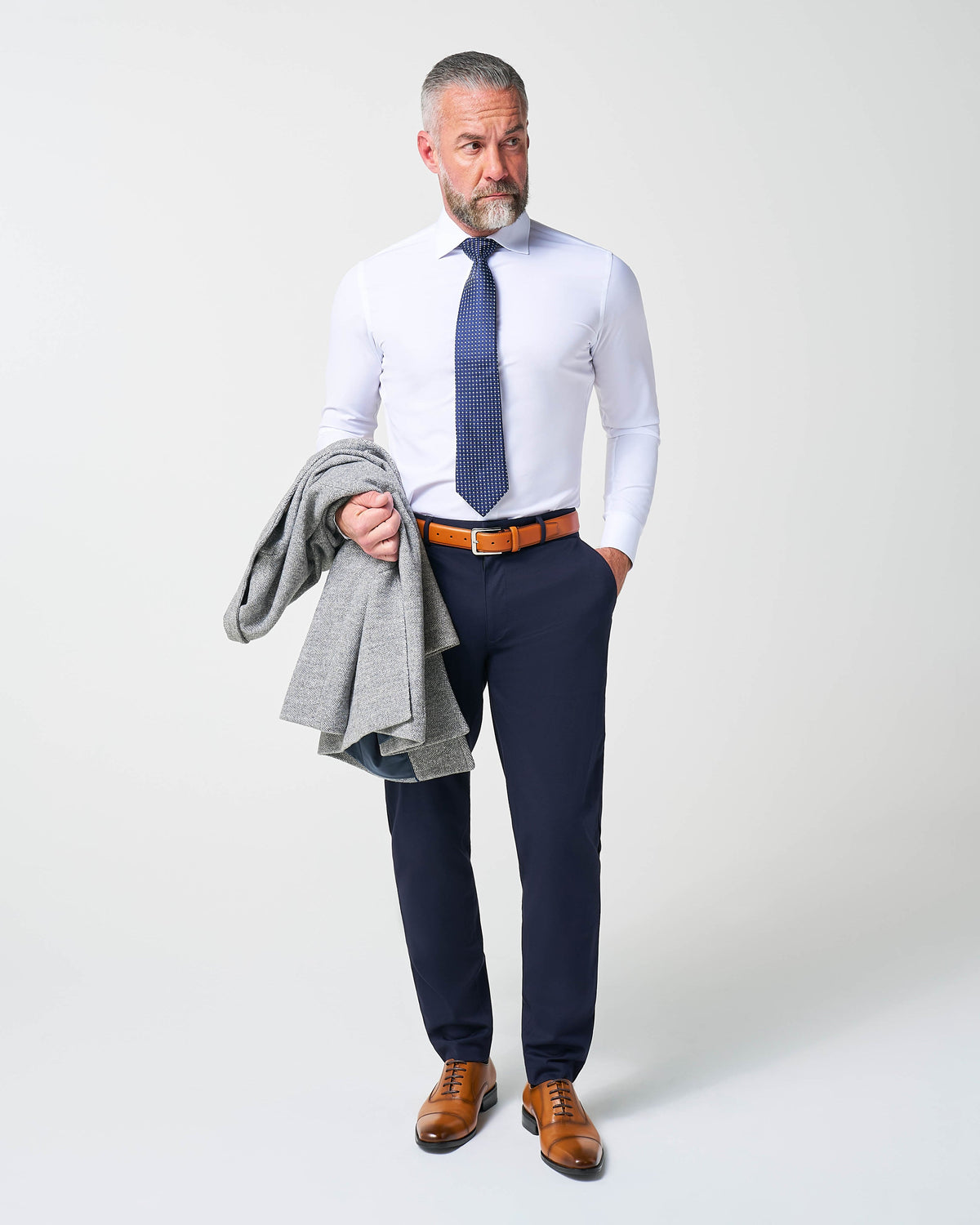Open Button Overcoat - Grey Herringbone | State & Liberty Outerwear