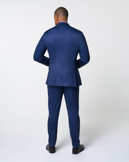 Athletic Fit Stretch Suit - Navy & White Stripe | State & Liberty Suits
