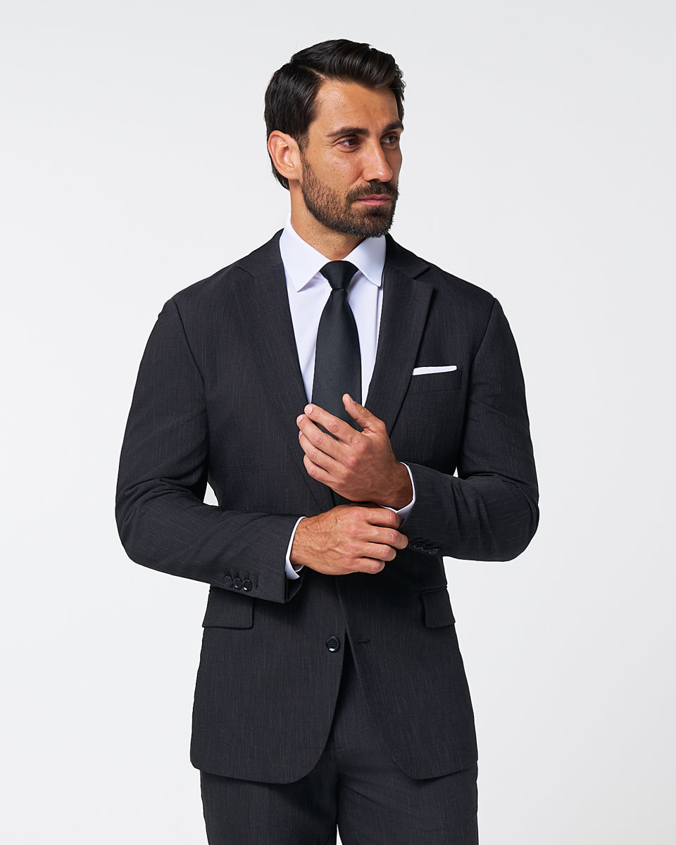 Athletic Fit Stretch Suit - Heathered Charcoal | State & Liberty Suits